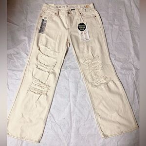S. O. N. G. AUTHENTIC COLOR ivory DENIM STREET JEAN Low Rise Comfort straight